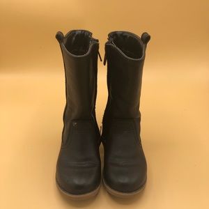 Cat & Jack Black Leather Girls/Youth Zip Up Boots Size 7